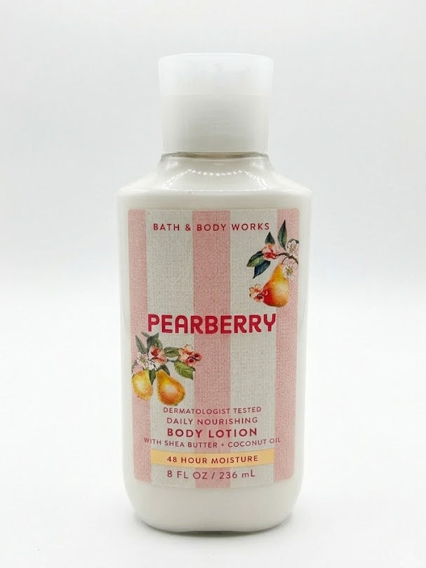 Bath and Body Works Pearberry Daily Nourishing Body Lotion 8 oz moisturizing formula with shea butter, coconut oil and fruity floral fragrance.