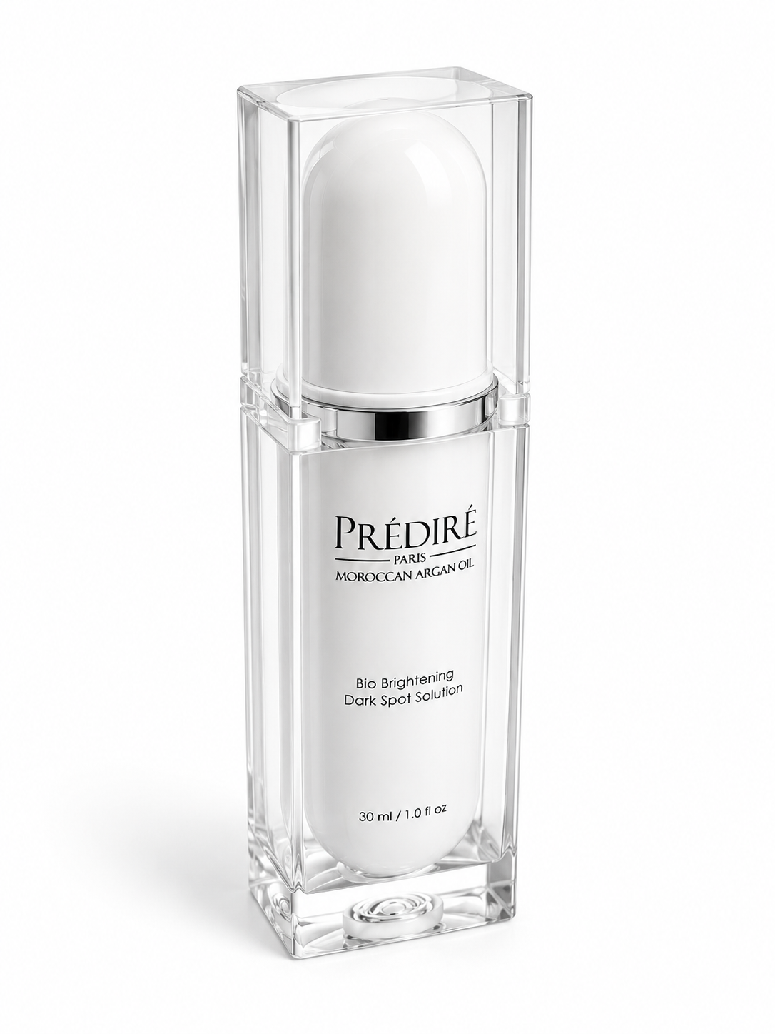 PRÉDIRÉ PARIS Moroccan Argan Oil Bio Brightening Dark Spot Solution luxury serum 30ml front view on white background
