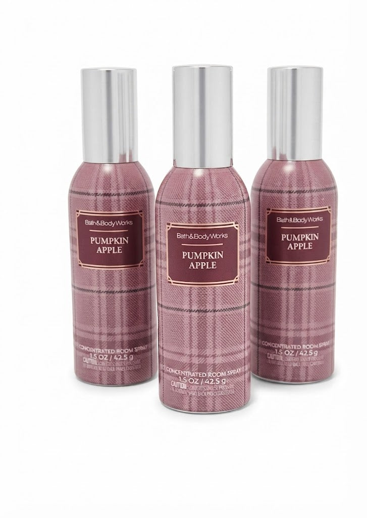 Bath & Body Works PUMPKIN APPLE Concentrated Room Spray 3 Pack with three 1.5 oz bottles