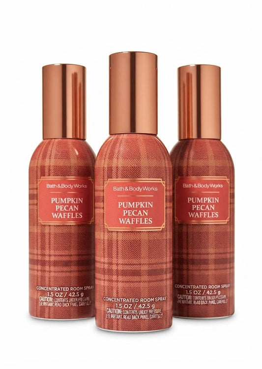 Bath & Body Works PUMPKIN PECAN WAFFLES Concentrated Room Spray 3 Pack with three 1.5 oz bottles