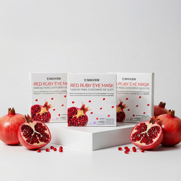 Red Ruby Eye Mask 3 pack brightening and depuffing bio-cellulose eye treatment with pomegranate extract
