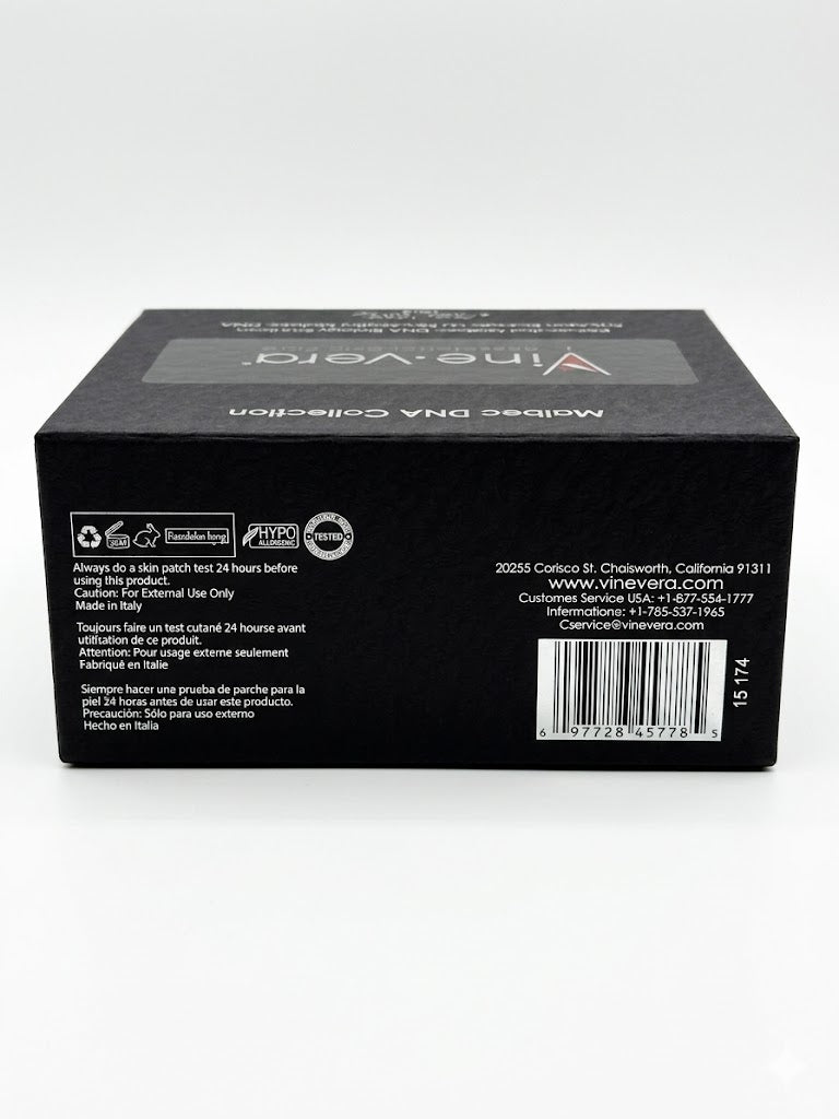 Resveratrol anti aging capsules box back view product details ingredients luxury skincare Malbec DNA