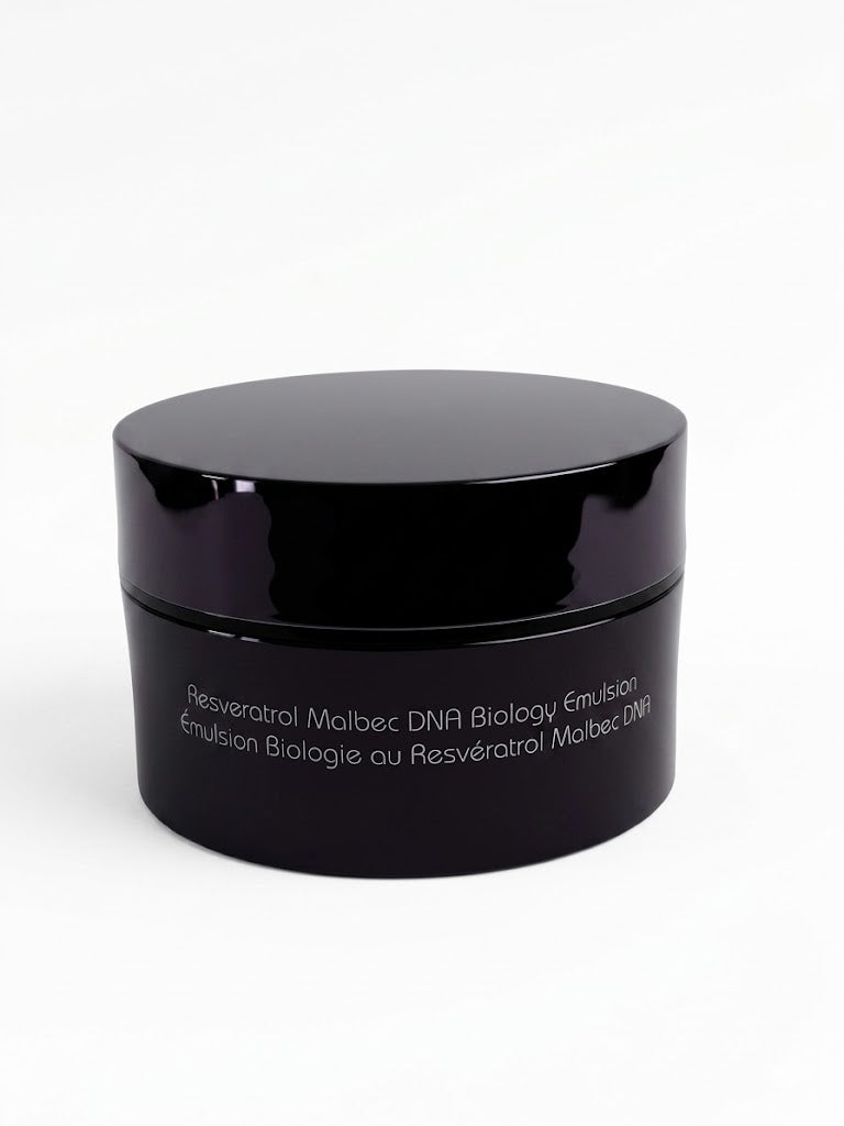 Resveratrol skincare capsules jar back angle luxury anti aging treatment Malbec DNA collection