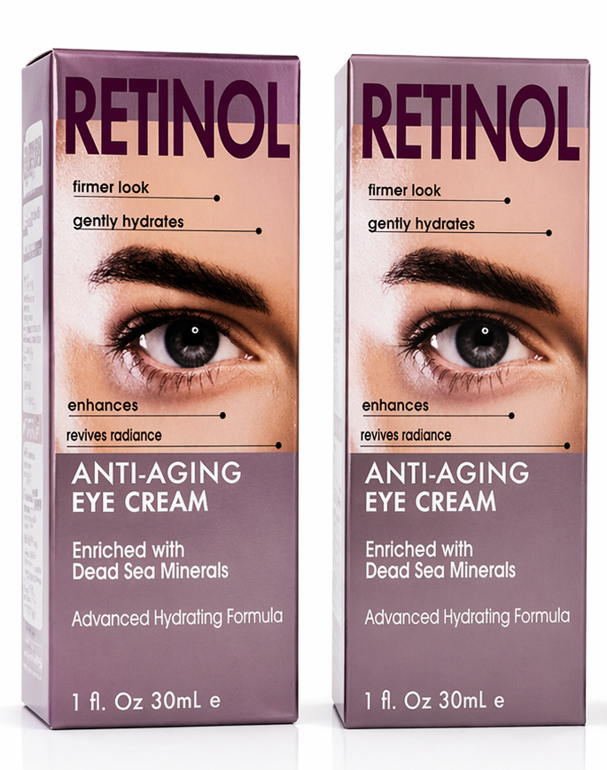 Retinol Anti Aging Eye Cream 2 Pack 30mL Each Under Eye Treatment Dark Circles Wrinkle Repair Dead Sea Minerals Hydrating Eye Cream Bundle