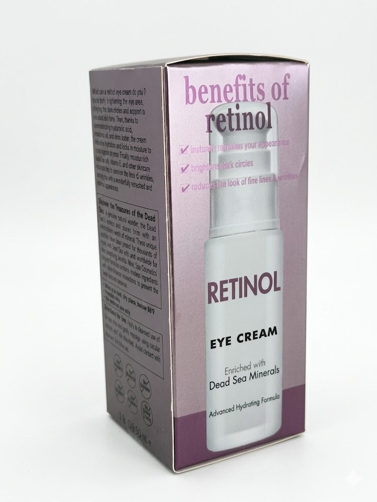 Retinol Eye Cream Benefits Side Packaging Advanced Hydrating Formula Dead Sea Minerals Under Eye Treatment Anti Aging Skincare