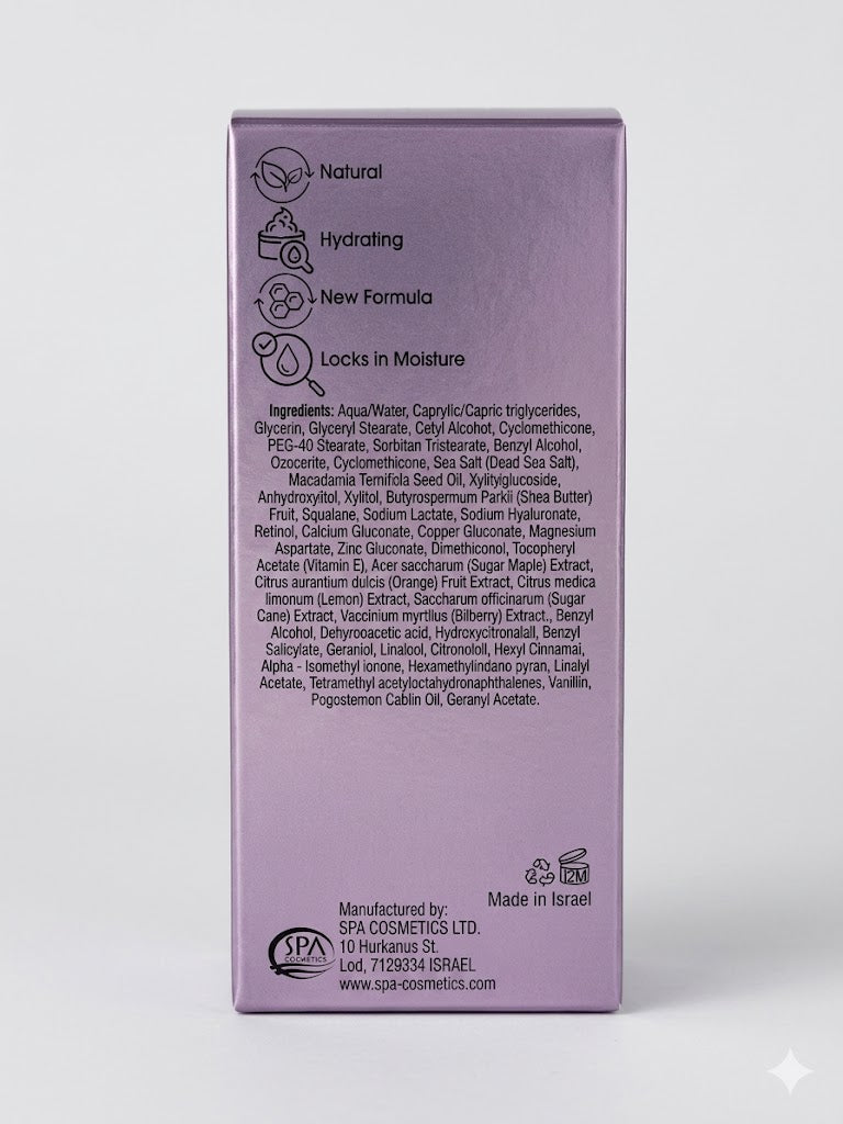 Retinol Eye Cream Ingredients Side Packaging Details Anti Aging Formula Dead Sea Minerals Eye Treatment 30mL