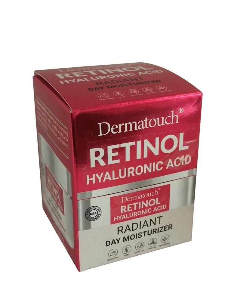 Retinol hyaluronic acid radiant day moisturizer for deep hydration glowing skin anti aging skincare dermatouch