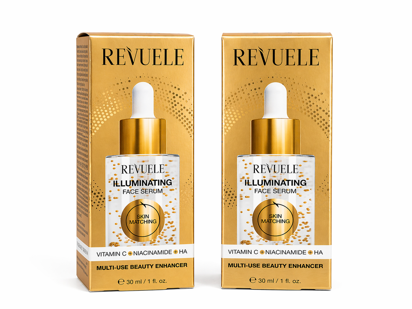 Revuele Illuminating Face Serum 2 pack boxes Vitamin C Niacinamide HA 30ml skincare bundle brightening glow treatment