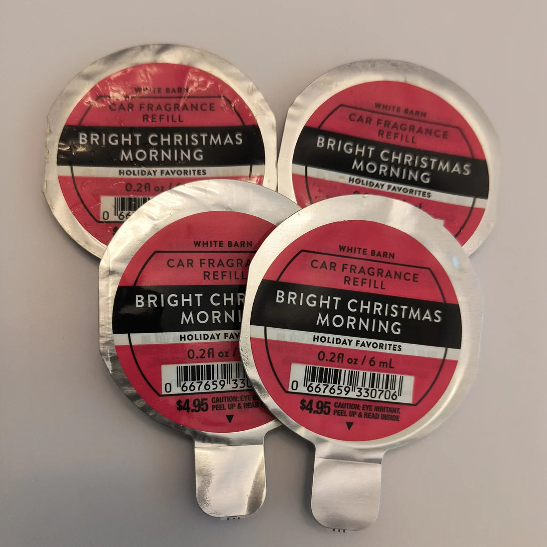 Bath & Body Works BRIGHT CHRISTMAS MORNING car fragrance refill 4 pack air freshener long lasting scent for car MWG