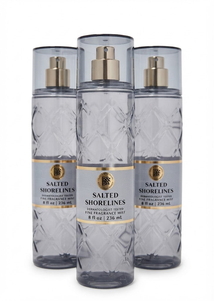 SALTED SHORELINES Bath & Body Works Fine Fragrance Mist 3-Pack, 8 oz each, fresh coastal body spray bottles