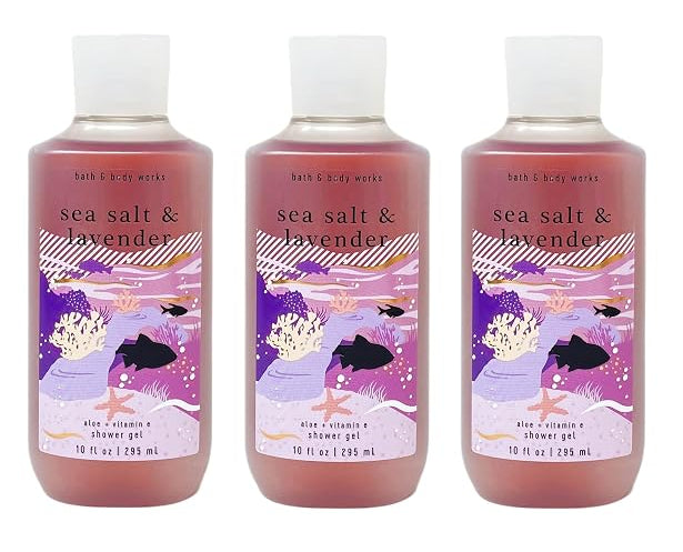 SEA SALT & LAVENDER Bath & Body Works Shower Gel 3-Pack
