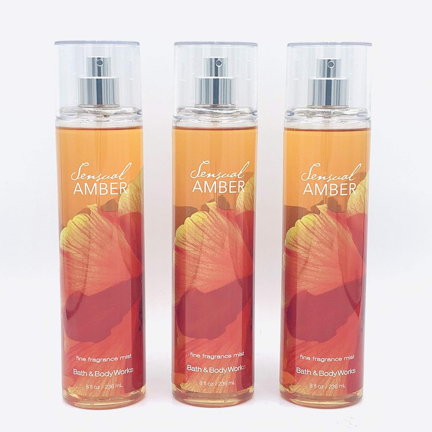 SENSUAL AMBER Bath & Body Works Fine Fragrance Mist 8 oz bottles 3 pack