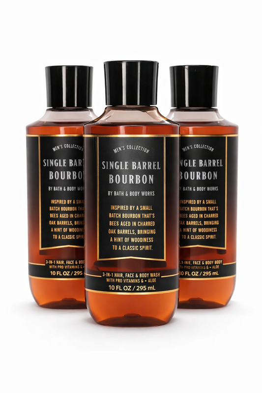 Body Wash Pack of 3 – SINGLE BARREL BOURBON 10 FL OZ / 295 ML | SHOWER GEL – Gentle Daily Cleanser – 10 fl oz Each