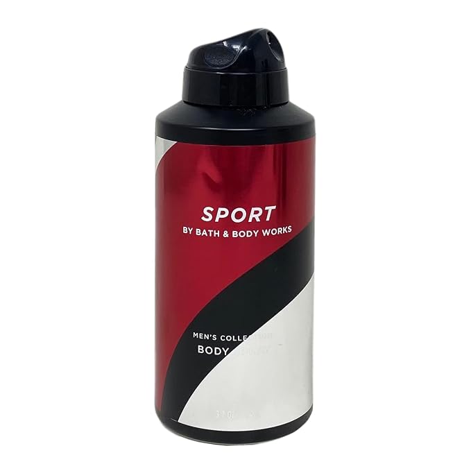 A 300 ml bottle of BY BATH & BODY WORKS Sport Men's College Body Wash, featuring a red, black, and white diagonal design with a black flip-top cap.
