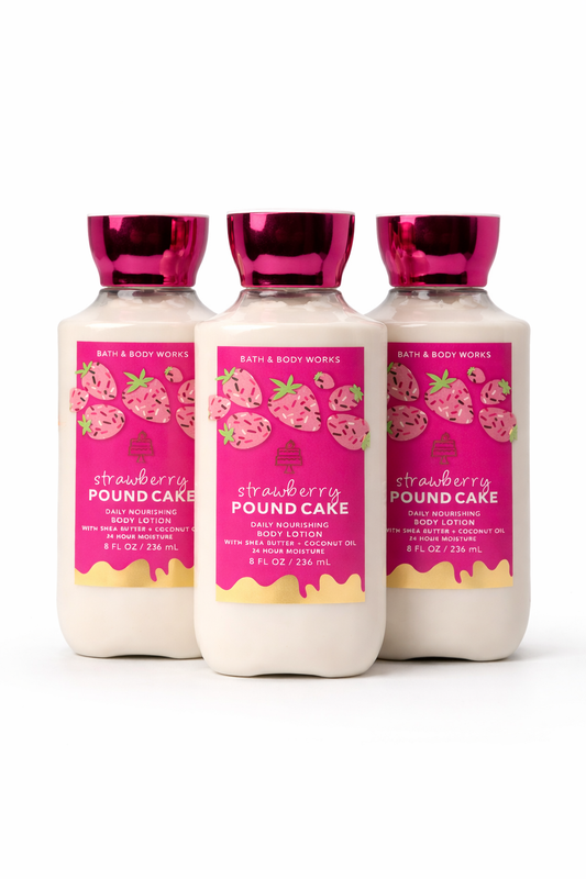 STRAWBERRY POUND CAKE Body Lotion 8 Oz / 236 Ml (Pack Of 3)