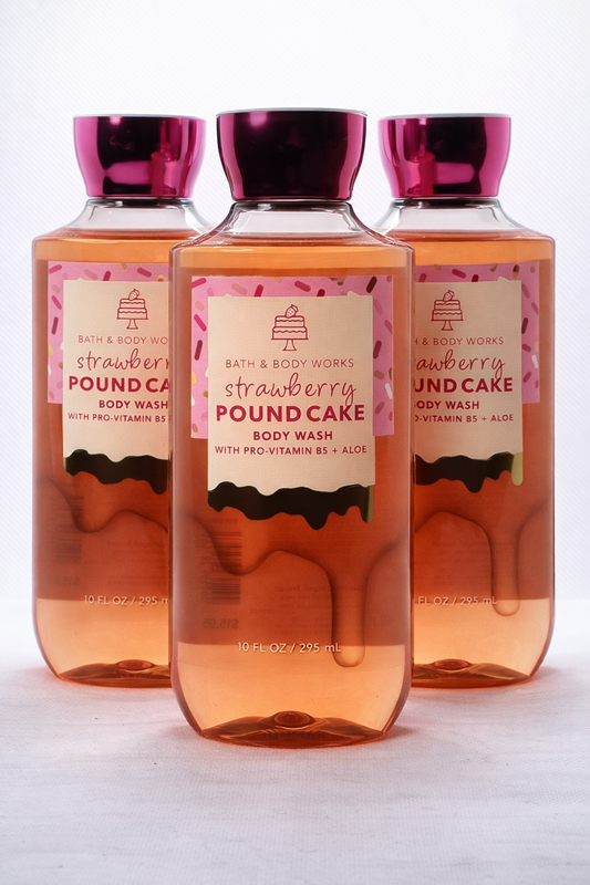 Body Wash Pack of 3 – STRAWBERRY POUND CAKE 10 FL OZ / 295 ML | SHOWER GEL – Gentle Daily Cleanser – 10 fl oz Each