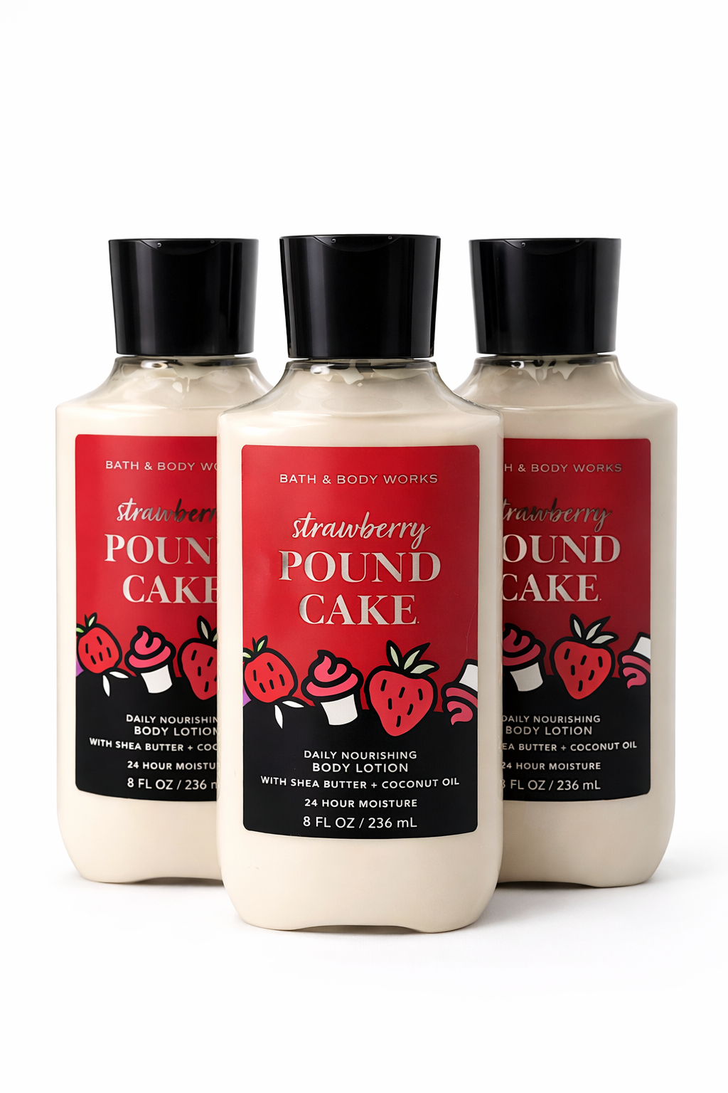 STRAWBERRY POUND CAKE BODY LOTION 8 OZ 236 ML PACK OF 3 Bath & Body Works Body Lotion 3-Pack – 8 oz Each | My Wrinkles Gone