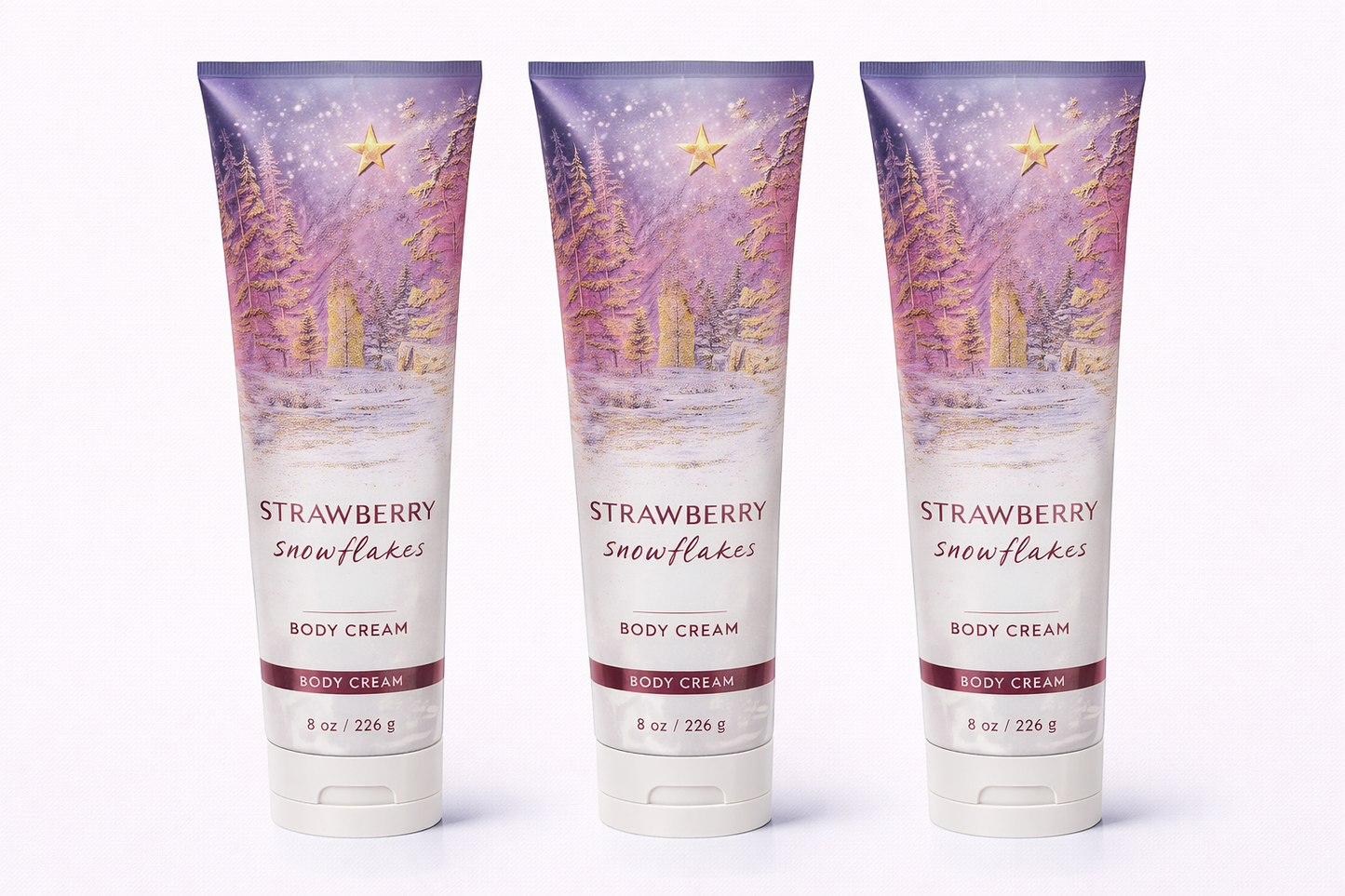 STRAWBERRY SNOWFLAKES Body Cream 8 oz (Pack of 3) | Ultra Moisturizing
