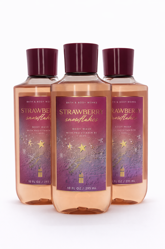 Body Wash Pack of 3 – STRAWBERRY SNOWFLAKES 10 FL OZ / 295 ML | SHOWER GEL – Gentle Daily Cleanser – 10 fl oz Each