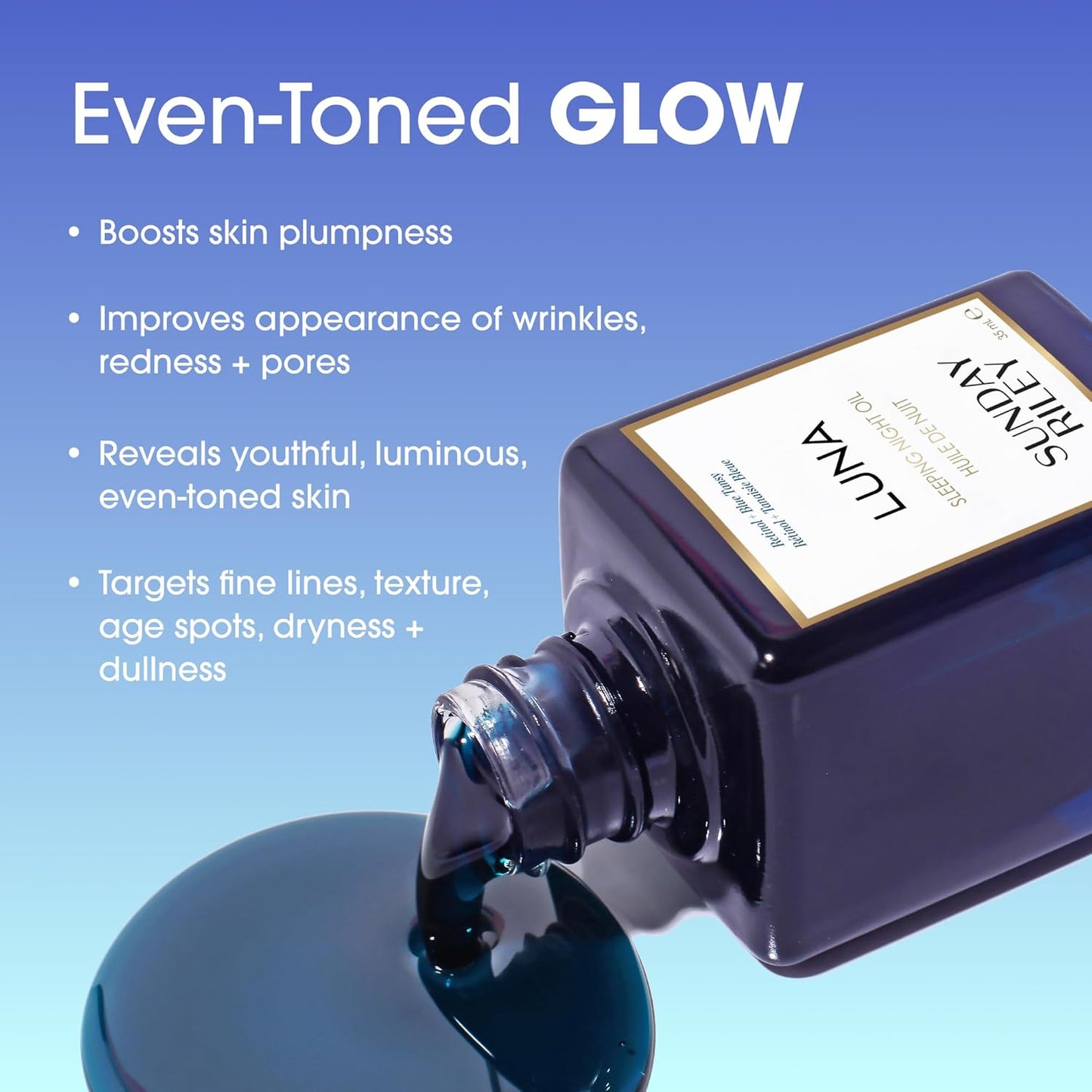 Sunday Riley Luna Retinol Sleeping Night Oil Blue Retinol Facial Oil Anti Aging Overnight Treatment for Smooth Radiant Skin