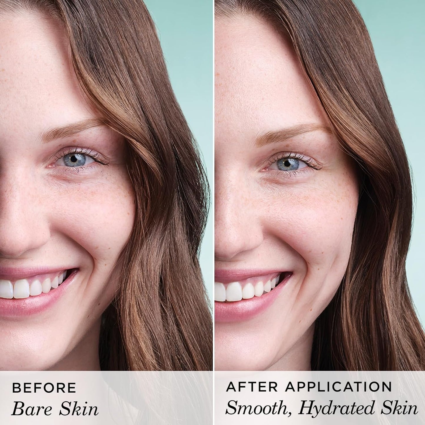TATCHA The Water Cream before and after image showing smoother hydrated-looking skin after application