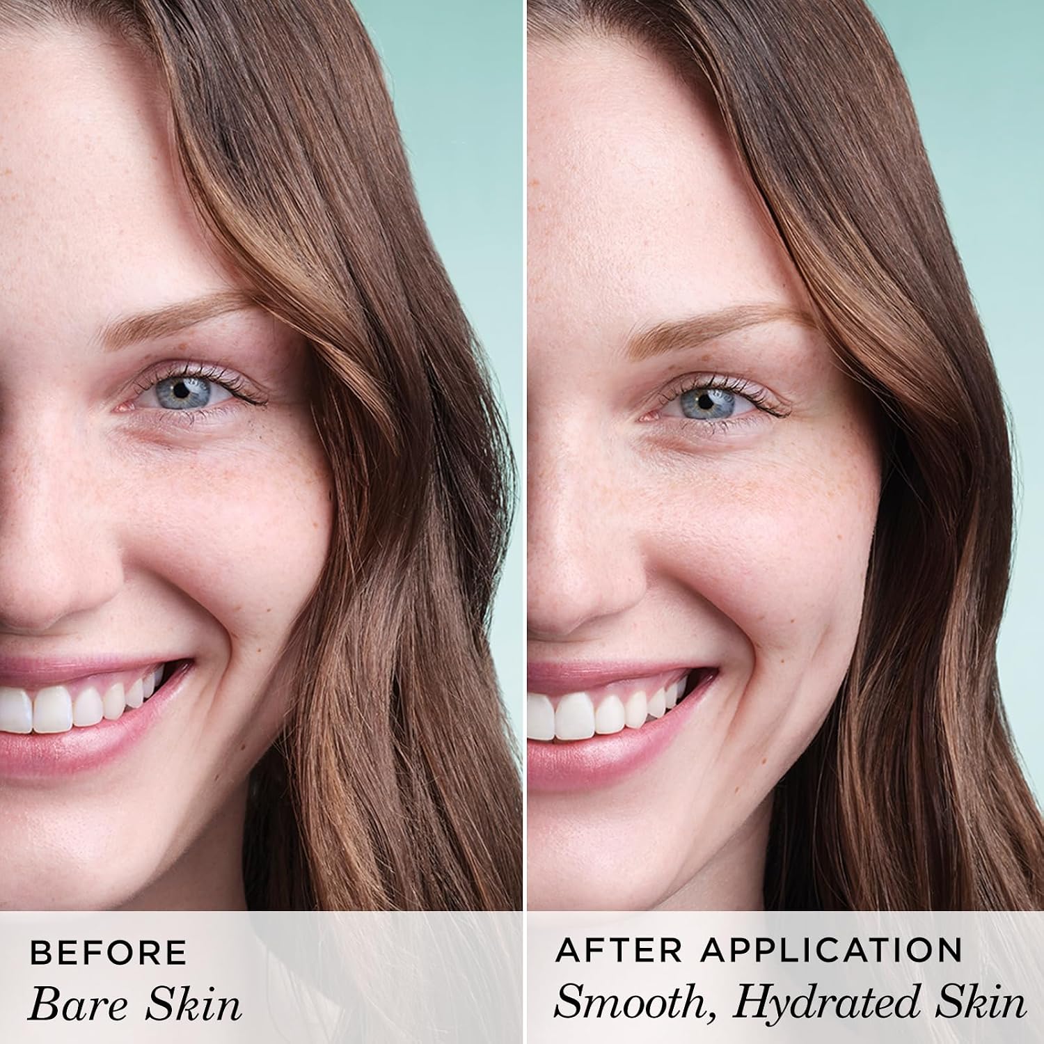 TATCHA The Water Cream before and after image showing smoother hydrated-looking skin after application