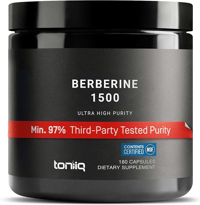 TONIIQ Berberine 1500 mg high-strength supplement with 180 vegetarian capsules