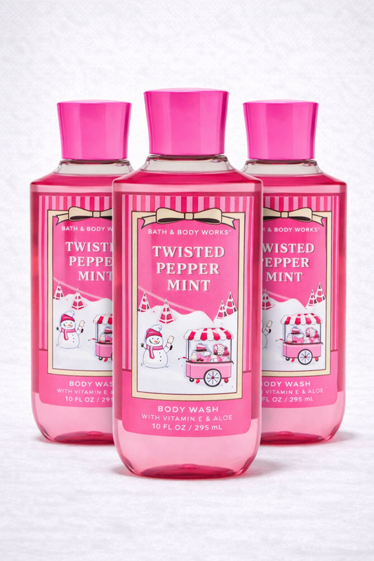 Body Wash Pack of 3 – TWISTED PEPPERMINT 10 FL OZ / 295 ML | SHOWER GEL – Gentle Daily Cleanser – 10 fl oz Each