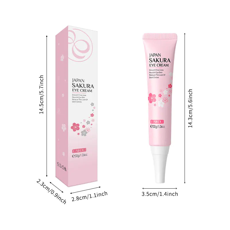 Cherry blossom eye cream tube and box packaging