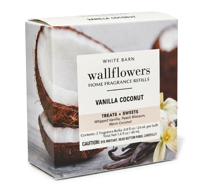 VANILLA COCONUT Bath & Body Works Wallflowers Refills single pack by White Barn warm tropical home fragrance