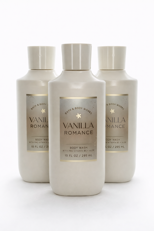 Body Wash Pack of 3 – VANILLA ROMANCE 10 FL OZ / 295 ML | SHOWER GEL – Gentle Daily Cleanser – 10 fl oz Each