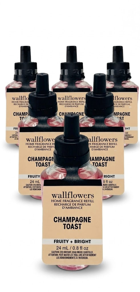 Bath & Body Works Wallflowers Champagne Toast refill 24ml 6 pack home fragrance plug-in oil fruity bright scent bundle