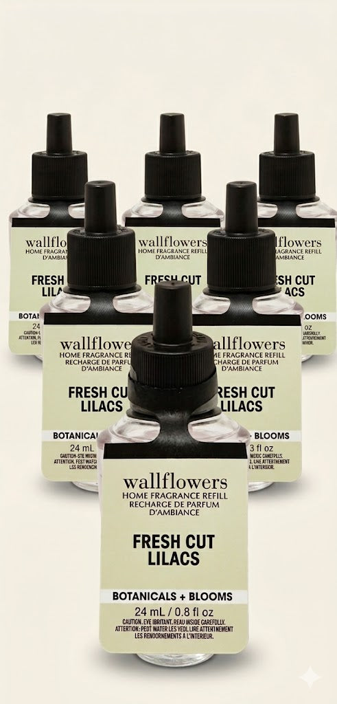 Bath & Body Works Wallflowers Fresh Cut Lilacs refill 24ml 6 pack home fragrance plug-in oil botanicals blooms scent bundle