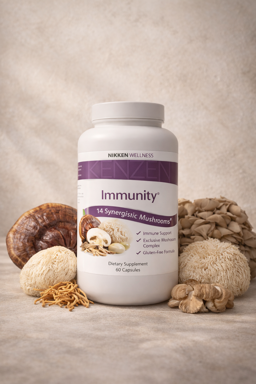 KenZen® Immunity Mushroom Complex – 14 Synergistic Mushrooms – 60 Capsules | My Wrinkles Gone