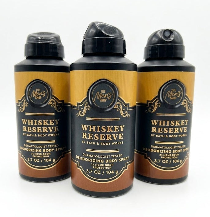 WHISKEY RESERVE Bath & Body Works Men’s Body Spray 3-Pack 3.7 oz each – long lasting deodorizing masculine fragrance bundle by My Wrinkles Gone