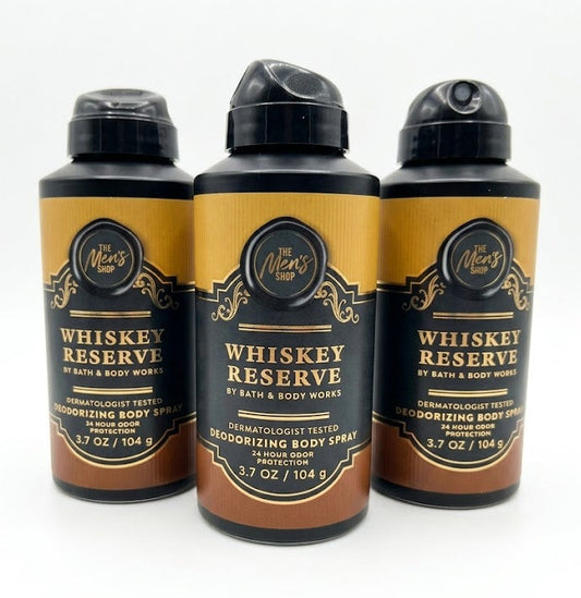 WHISKEY RESERVE Bath & Body Works Men’s Body Spray 3-Pack 3.7 oz each – long lasting deodorizing masculine fragrance bundle by My Wrinkles Gone