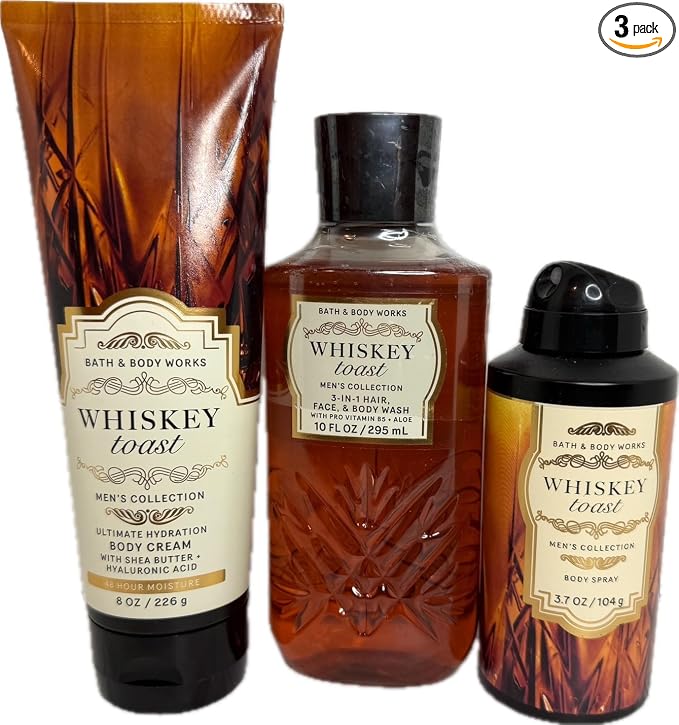 Bath & Body Works WHISKEY TOAST Men’s 3 Step with 3-in-1 wash, body cream and body spray