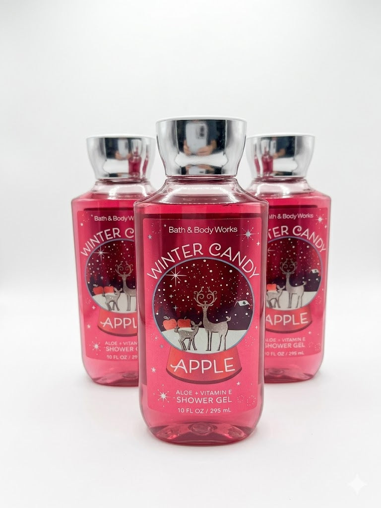 Bath & Body Works WINTER CANDY APPLE shower gel 3 pack 10 oz each sweet holiday apple scent body wash